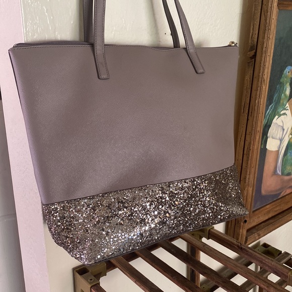 Kate Spade New York Greta Court Glitter Penny Tote Grey Silver | Imperfect - Picture 3 of 13
